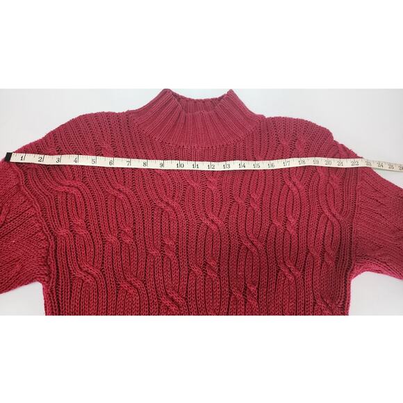 Woods Gray Rose Red Ramie Cotton Sweater Womens Medium Soft Knit Pullover - Picture 6 of 9